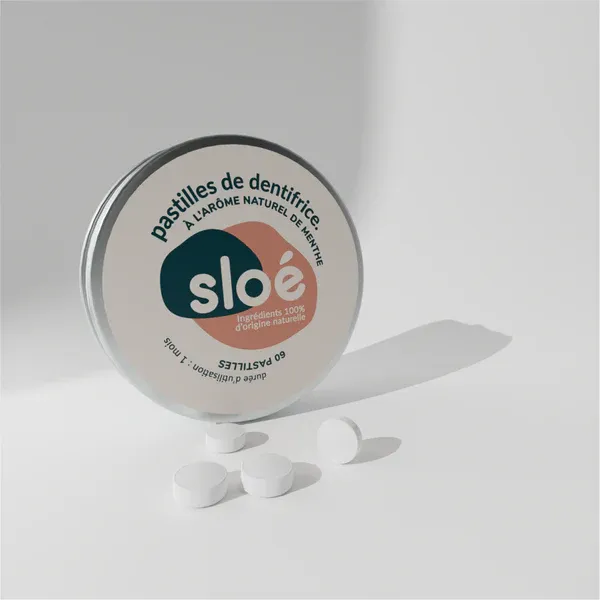 SL-DENT-PAST-60 | Dentifrice Solide en Pastilles Menthe (60) – Sloé Nature 0.webp