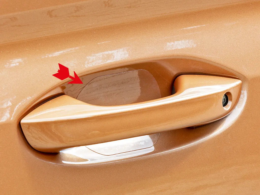 Fims de protection transparent pour les creux arrondis des poignées Caddy 5  4  3 VW.webp