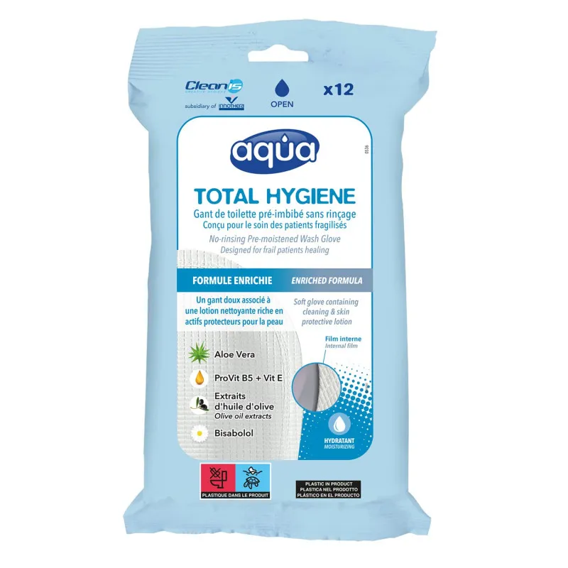 Gants Aqua Total Hygiène Cleanis x12 - Toilette Sans Eau Vanlife & Camping
