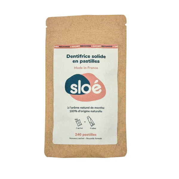 [SL-DENT-PAST-240] Dentifrice Solide Pastilles Menthe — Sachet Recharge (240 pastilles)